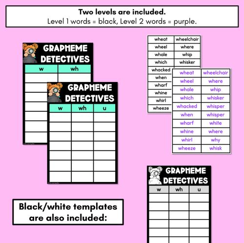 Resource preview 4 for W Consonant Phoneme Words Game - W Phoneme Decodable Words Activity - Grapheme Detectives