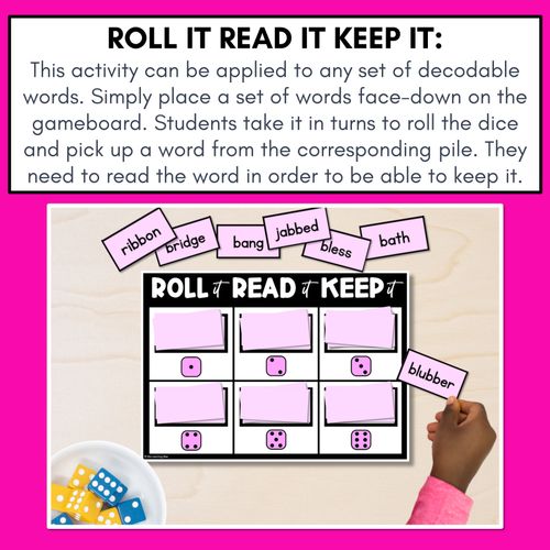 Resource preview 2 for CONSONANT PHONEME B, BB PHONICS GAME - Roll It, Read It or Spell It, Keep It