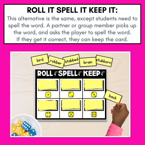 Resource preview 3 for CONSONANT PHONEME B, BB PHONICS GAME - Roll It, Read It or Spell It, Keep It