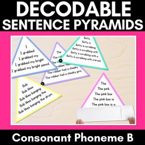 CONSONANT PHONEME B WORDS - Decodable Sentence Pyramids - Phonics Fluency