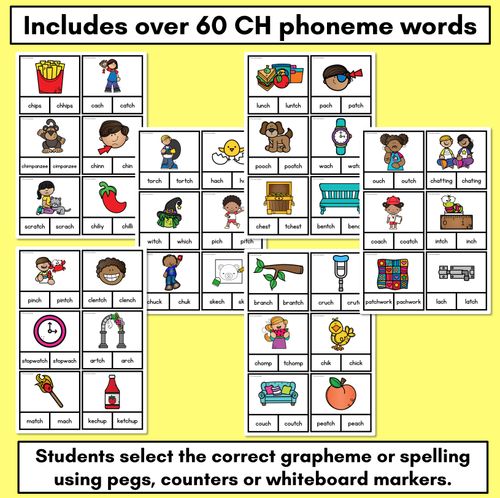 Resource preview 2 for Consonant Phoneme CH Clip Cards - CH, TCH - Consonant Sounds Phonics Game