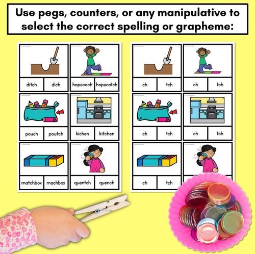 Resource preview 3 for Consonant Phoneme CH Clip Cards - CH, TCH - Consonant Sounds Phonics Game