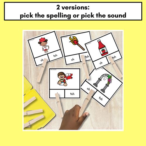 Resource preview 4 for Consonant Phoneme CH Clip Cards - CH, TCH - Consonant Sounds Phonics Game