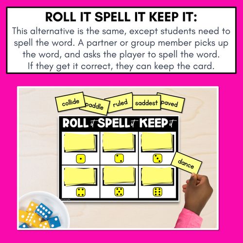 Resource preview 3 for CONSONANT PHONEME D, DD, ED PHONICS GAME - Roll It, Read It or Spell It, Keep It