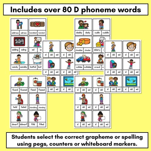 Resource preview 2 for Consonant Phoneme D Clip Cards - D, DD, ED - Consonant Sounds Phonics Game