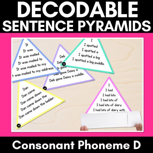 Resource preview 1 for CONSONANT PHONEME D WORDS - Decodable Sentence Pyramids - Phonics Fluency