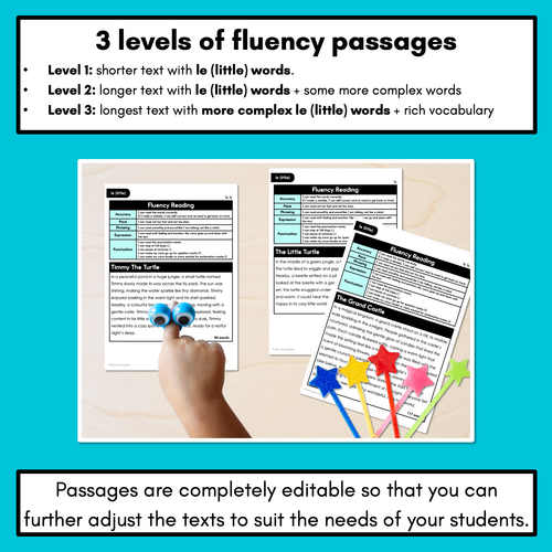 Resource preview 2 for Editable Differentiated Decodable Fluency Texts - le (little)