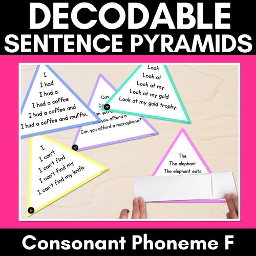Resource preview 1 for CONSONANT PHONEME F WORDS - Decodable Sentence Pyramids - Phonics Fluency