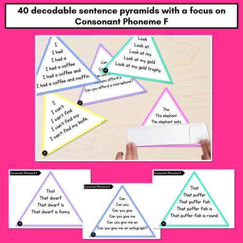 Resource preview 2 for CONSONANT PHONEME F WORDS - Decodable Sentence Pyramids - Phonics Fluency