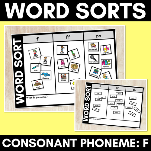 Resource preview 1 for CONSONANT PHONEME F WORD SORT