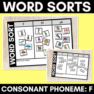 CONSONANT PHONEME F WORD SORT