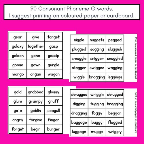 Resource preview 4 for CONSONANT PHONEME G, GG PHONICS GAME - Roll It, Read It or Spell It, Keep It