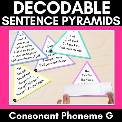 Resource preview 1 for CONSONANT PHONEME G WORDS - Decodable Sentence Pyramids - Phonics Fluency