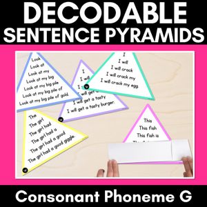 CONSONANT PHONEME G WORDS - Decodable Sentence Pyramids - Phonics Fluency