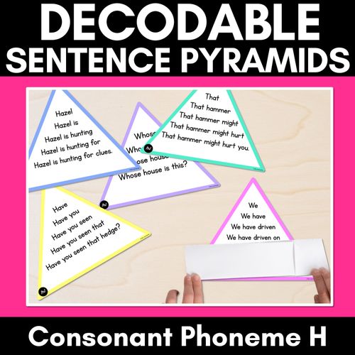 Resource preview 1 for CONSONANT PHONEME H WORDS - Decodable Sentence Pyramids - Phonics Fluency