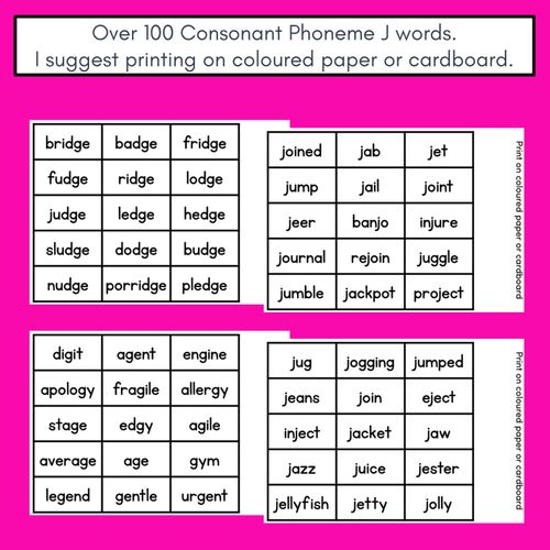 Resource preview 4 for CONSONANT PHONEME J, G, DGE PHONICS GAME - Roll It, Read It or Spell It, Keep It