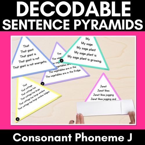 Resource preview 1 for CONSONANT PHONEME J WORDS - Decodable Sentence Pyramids - Phonics Fluency