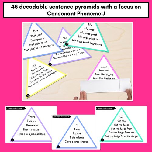 Resource preview 2 for CONSONANT PHONEME J WORDS - Decodable Sentence Pyramids - Phonics Fluency