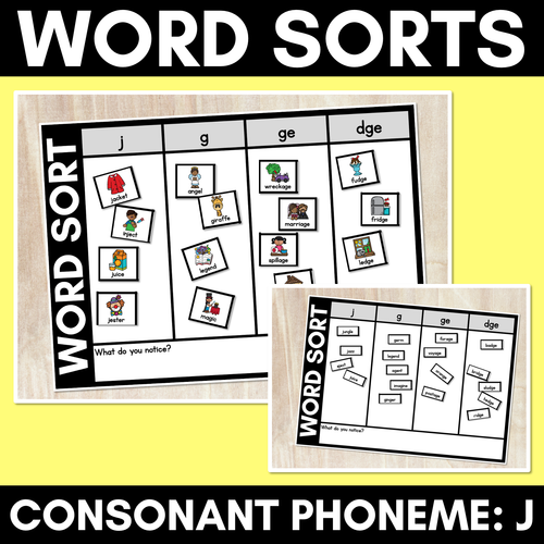 Resource preview 1 for CONSONANT PHONEME J WORD SORT