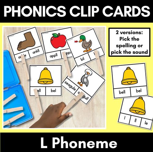 Resource preview 1 for Consonant Phoneme L Clip Cards - L, LL, LE - Consonant Sounds Phonics Game