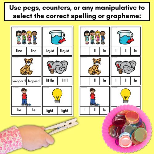 Resource preview 2 for Consonant Phoneme L Clip Cards - L, LL, LE - Consonant Sounds Phonics Game