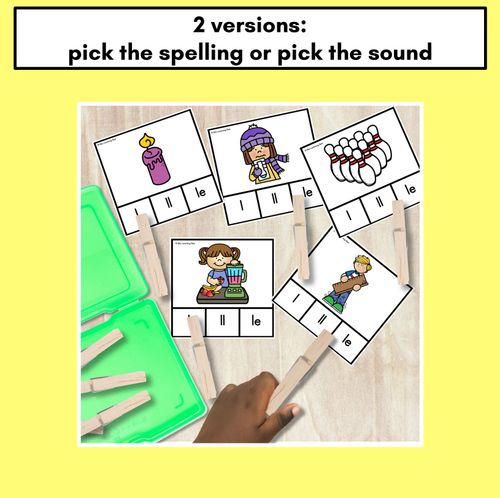 Resource preview 3 for Consonant Phoneme L Clip Cards - L, LL, LE - Consonant Sounds Phonics Game