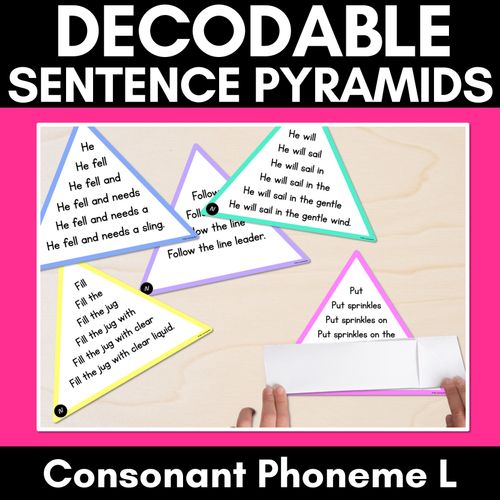 Resource preview 1 for CONSONANT PHONEME L WORDS - Decodable Sentence Pyramids - Phonics Fluency