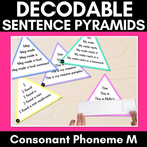 Resource preview 1 for CONSONANT PHONEME M WORDS - Decodable Sentence Pyramids - Phonics Fluency