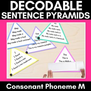 CONSONANT PHONEME M WORDS - Decodable Sentence Pyramids - Phonics Fluency