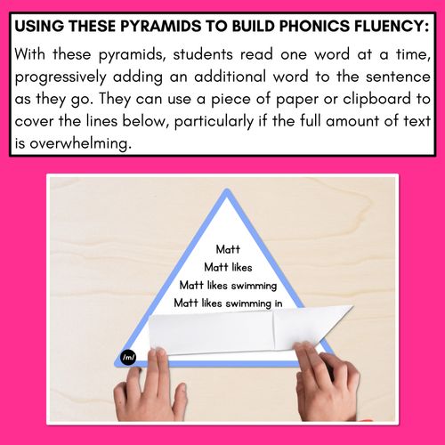 Resource preview 3 for CONSONANT PHONEME M WORDS - Decodable Sentence Pyramids - Phonics Fluency