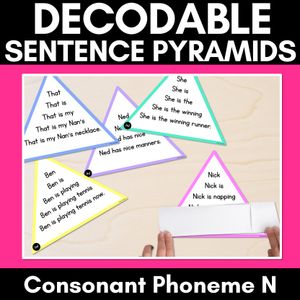 CONSONANT PHONEME N WORDS - Decodable Sentence Pyramids - Phonics Fluency