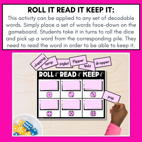 Resource preview 2 for CONSONANT PHONEME P, PP PHONICS GAME - Roll It, Read It or Spell It, Keep It