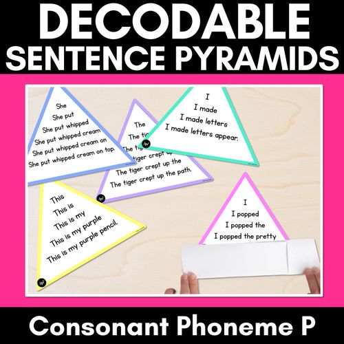 Resource preview 1 for CONSONANT PHONEME P WORDS - Decodable Sentence Pyramids - Phonics Fluency