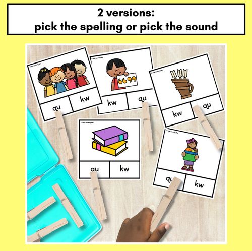 Resource preview 4 for Consonant Phoneme QU Clip Cards - Consonant Sounds Phonics Game