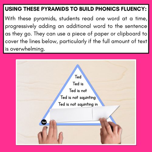 Resource preview 3 for CONSONANT PHONEME QU WORDS - Decodable Sentence Pyramids - Phonics Fluency
