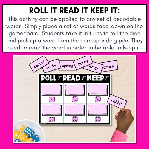 Resource preview 2 for CONSONANT PHONEME R, RR, WR PHONICS GAME - Roll It, Read It or Spell It, Keep It