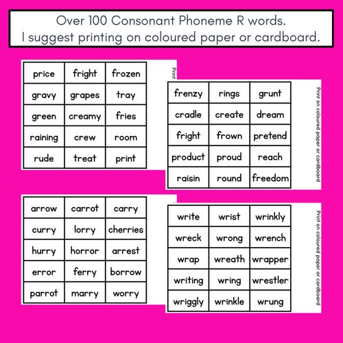 Resource preview 4 for CONSONANT PHONEME R, RR, WR PHONICS GAME - Roll It, Read It or Spell It, Keep It