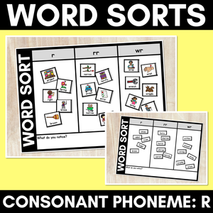 CONSONANT PHONEME R WORD SORT