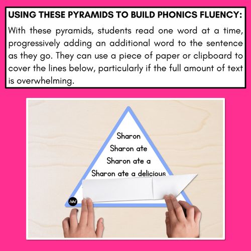 Resource preview 3 for CONSONANT PHONEME SH WORDS - Decodable Sentence Pyramids - Phonics Fluency