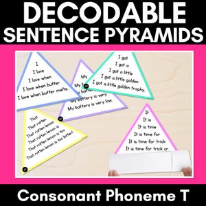 CONSONANT PHONEME T WORDS - Decodable Sentence Pyramids - Phonics Fluency