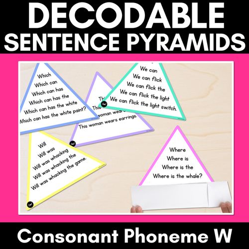 Resource preview 1 for CONSONANT PHONEME W WORDS - Decodable Sentence Pyramids - Phonics Fluency