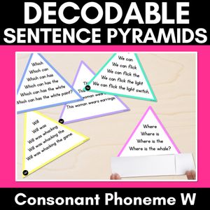 CONSONANT PHONEME W WORDS - Decodable Sentence Pyramids - Phonics Fluency