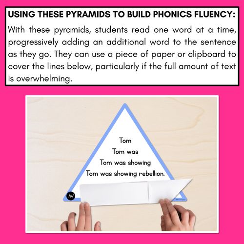 Resource preview 3 for CONSONANT PHONEME Y WORDS - Decodable Sentence Pyramids - Phonics Fluency