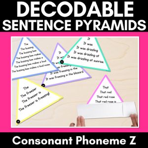 CONSONANT PHONEME Z WORDS - Decodable Sentence Pyramids - Phonics Fluency