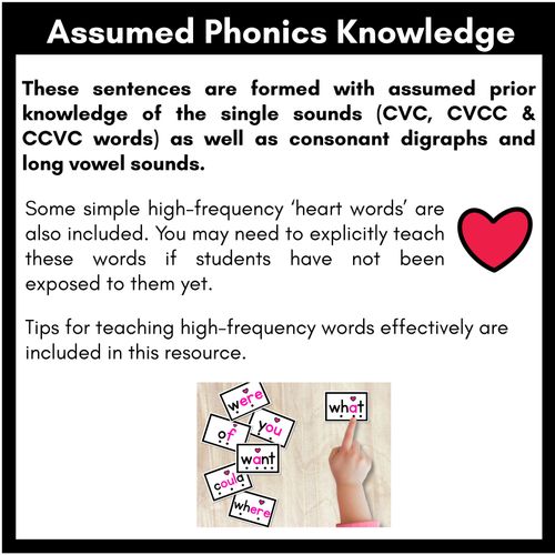 Resource preview 4 for CONSONANT PHONEME Z WORDS - Decodable Sentence Pyramids - Phonics Fluency
