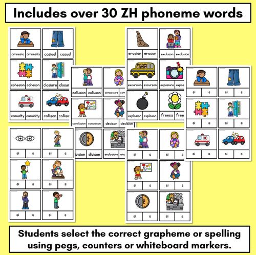 Resource preview 2 for Consonant Phoneme ZH Clip Cards - S, SI - Consonant Sounds Phonics Game