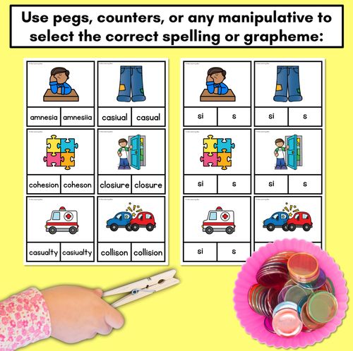 Resource preview 3 for Consonant Phoneme ZH Clip Cards - S, SI - Consonant Sounds Phonics Game