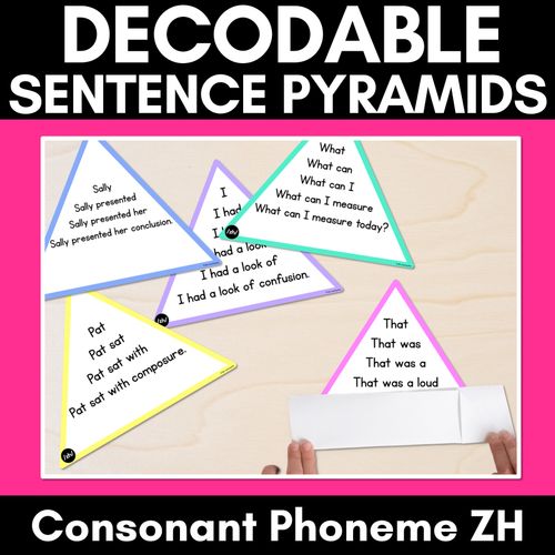 Resource preview 1 for CONSONANT PHONEME ZH WORDS - Decodable Sentence Pyramids - Phonics Fluency