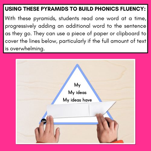 Resource preview 3 for CONSONANT PHONEME ZH WORDS - Decodable Sentence Pyramids - Phonics Fluency