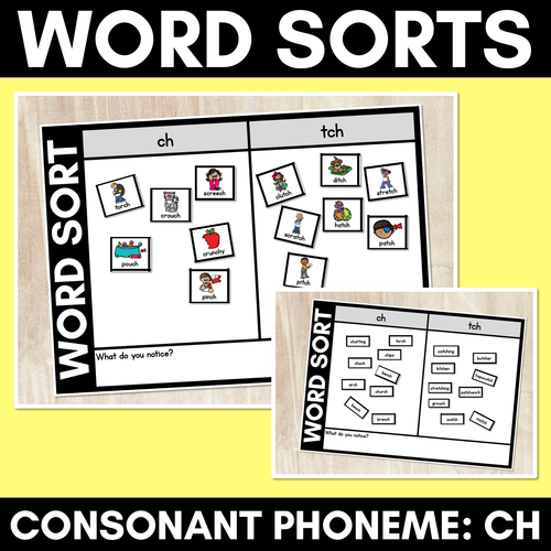 Resource preview 1 for CONSONANT PHONEME CH WORD SORT